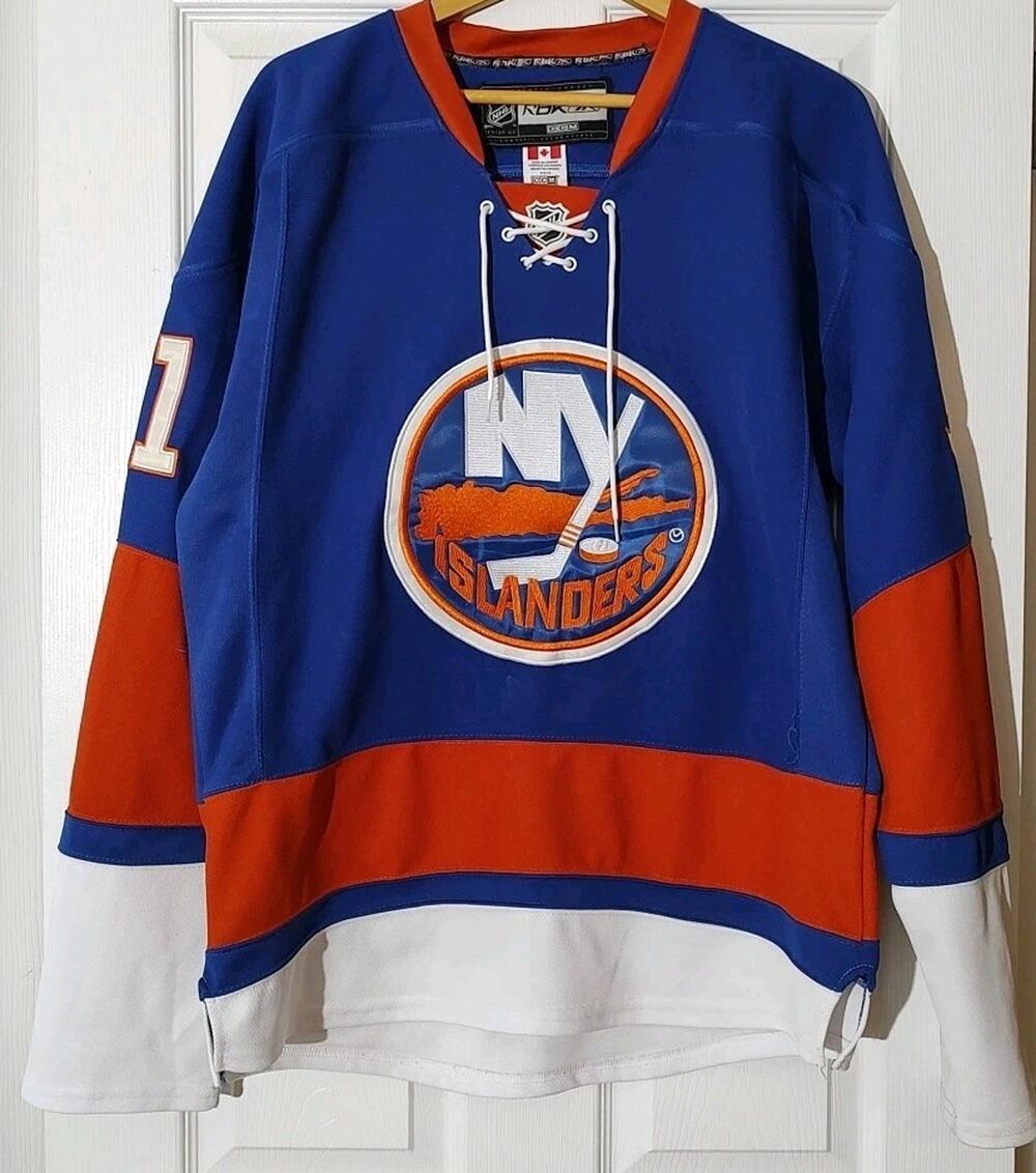 Mens John Tavares New York Islanders Reebok Embroided Jersey Fight Strap Size 50